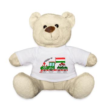 Hungary Flag Football Railway - Teddy Bear - white - Front