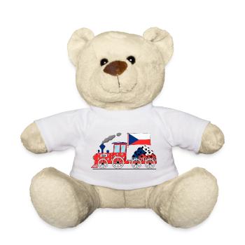 Czech Republic Flag Football Railway - Teddy Bear - white - Front