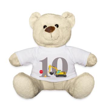 10e anniversaire pelleteuse - Nounours - blanc - Devant