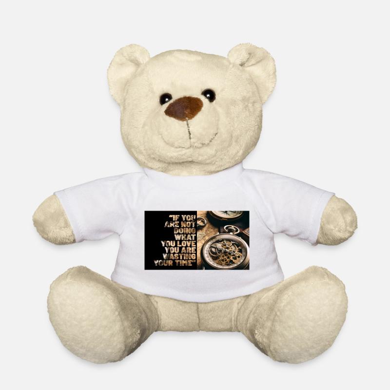 Mechanische Uhr & Motivationszitat - Teddy - Weiß
