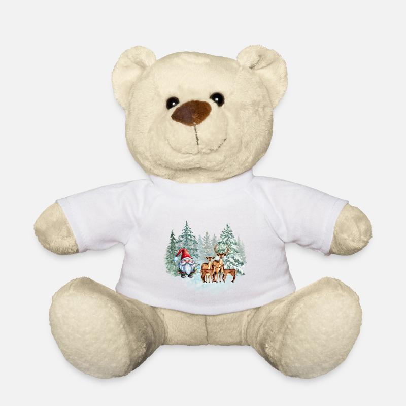 Wichtel Weihnachten mit Rentieren - Teddy - Weiß