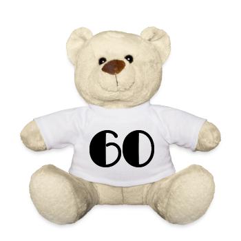 60. 60 JAHRE. 60-JÄHRIGES JUBILÄUM. 60. GEBURTSTAG. - Teddy - Weiß - Vorne