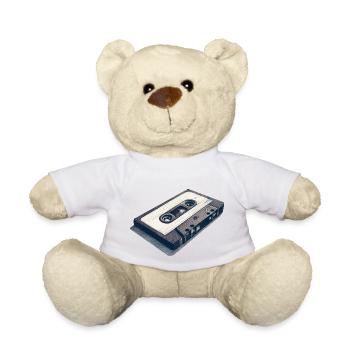 Music and cassette tape of the '90s retro - Teddy Bear - white - Front