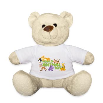 World Animal Day Cartoon Tee - Teddy Bear - white - Front