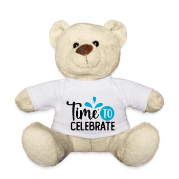Design Time to celebrate bleu - Nounours - blanc - Devant