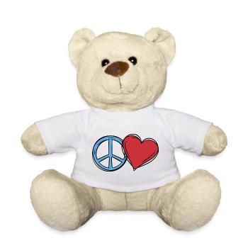 Herz Weltfrieden Peace Frieden Liebe Geschenkidee - Teddy - Weiß - Vorne
