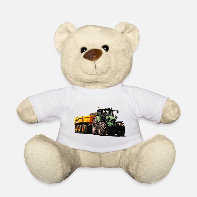 Tracteur avec remorque à benne basculante - Nounours - blanc