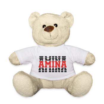 T-Shirt Amina T-Shirt Geschenkidee gestapelter Text - Teddy - Weiß - Vorne