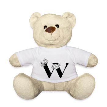 Buchstabe w Blumen schwarz und weiß - Teddy - Weiß - Vorne