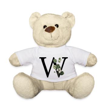 Green Botanical Letter w - Teddy Bear - white - Front