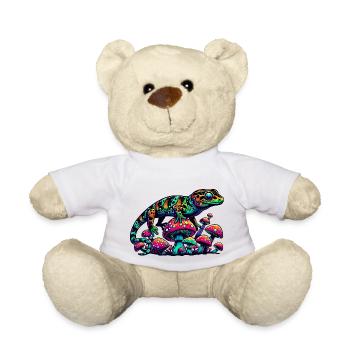 Psychedelischer Gecko mit Pilzen - Teddy - Weiß - Vorne