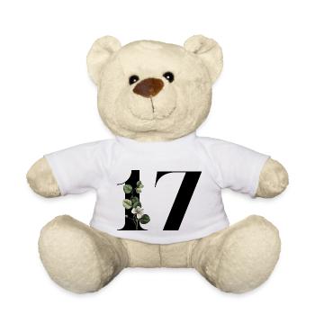 Numéro 17 floral vert -17e anniversaire floral - Nounours - blanc - Devant