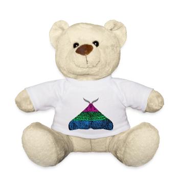Papillon de la fierté polysexuel - Nounours - blanc - Devant