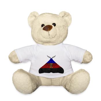 Papillon de la fierté polyamoureux - Nounours - blanc - Devant