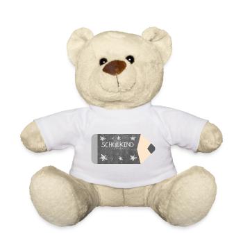 Crayon de couleur tableau noir design craie - étoiles - Écolier - Nounours - blanc - Devant