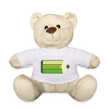 School Child - Green Pen - Motif for School Beginners - Teddy Bear - white - Front
