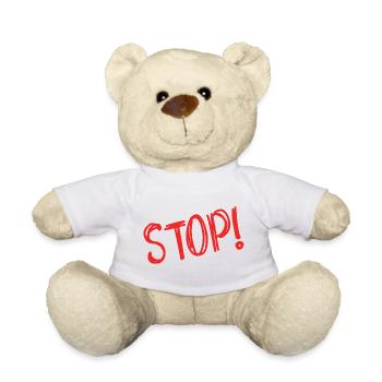 STOP. HUMOR. MESSAGE. QUOTATION. PANEL. DAD - Teddy Bear - white - Front