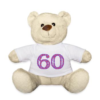 60. 60 JAHRE. 60-JÄHRIGES JUBILÄUM. 60. GEBURTSTAG. - Teddy - Weiß - Vorne