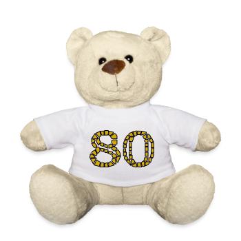 80. 80 ANS. 80e ANNIVERSAIRE. ANNIVERSAIRE 80 ANS. - Nounours - blanc - Devant