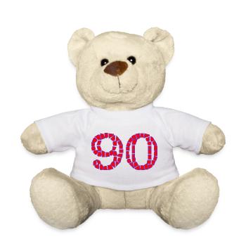 90. 90 ANS. 90e ANNIVERSAIRE. ANNIVERSAIRE 90 ANS. - Nounours - blanc - Devant