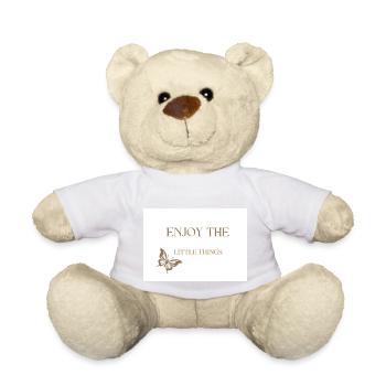 Enjoy the Little Things Positive Quotation - Teddy Bear - white - Front