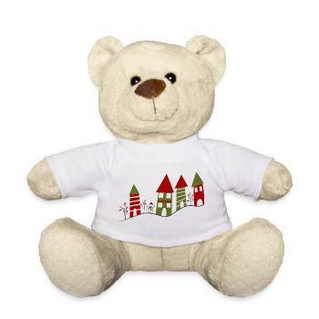 Hübsches verschneites Dorf im Winter - Teddy - Weiß - Vorne