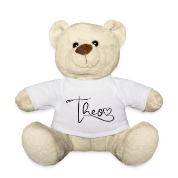 Theo Nom Prénom Coeur Décor - Nounours - blanc - Devant