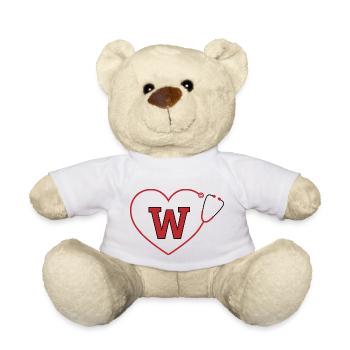 Letter w Stethoscope - Teddy Bear - white - Front