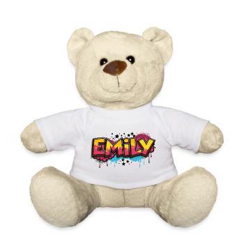 Emily Graffiti Cool Nom Prénom - Nounours - blanc - Devant