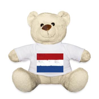 Drapeau des Pays-Bas - Pays-Bas - Nounours - blanc - Devant