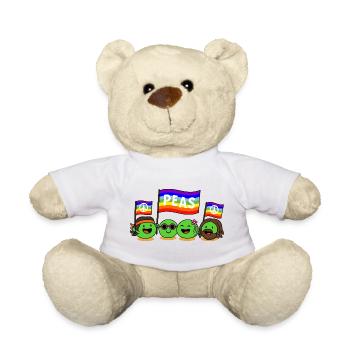 Peas & Love, Lustiges Hippie Erbsen Wortspiel - Teddy - Weiß - Vorne
