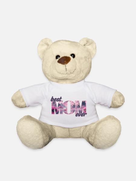 Flamingos in a dream world - best mom ever - Teddy Bear - white
