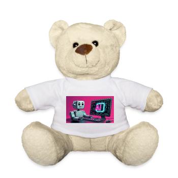 Futuristic AI Robot and Tech Screen - Teddy Bear - white - Front