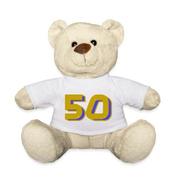 50. 50 ANS. 50e ANNIVERSAIRE. ANNIVERSAIRE 50 ANS. - Nounours - blanc - Devant