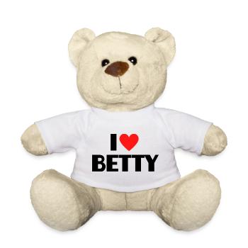 J'aime Betty Red Heart Love Fan Gift - Nounours - blanc - Devant
