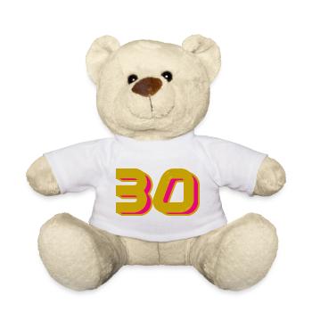 30. 30 ANS. 30e ANNIVERSAIRE. ANNIVERSAIRE 30 ANS. - Nounours - blanc - Devant