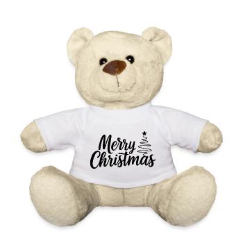 Merry-Christmas Schriftzug mit minimalistischem Ba - Teddy - Weiß - Vorne