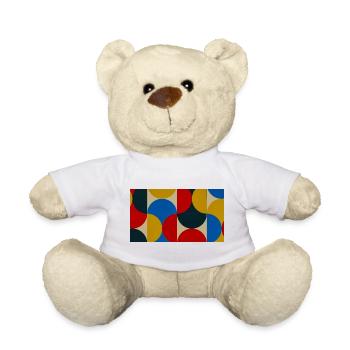 Colorful Circle Blocks - Teddy Bear - white - Front