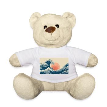 Surfing Wave at Sunset - Teddy Bear - white - Front