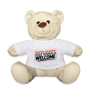 Refugees Welcome - Cool Pride Logo - Teddy Bear - white - Front
