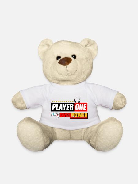 Player One Overpower | Gamers and Streamers Style - Teddy Bear - white