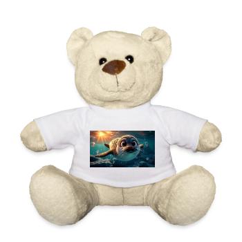 Mignons bébés phoques aux yeux en bouton dans la mer - Nounours - blanc - Devant