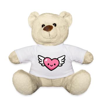Kawaii Heart with Angel Wings Love - Teddy Bear - white - Front