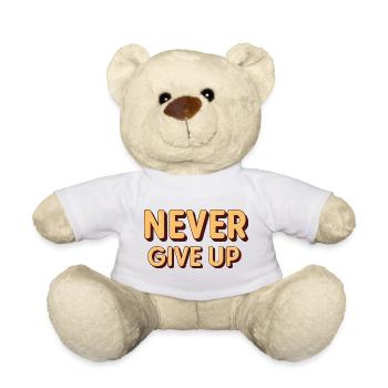 Never Give Up - Retro 3D Letters - Nounours - blanc - Devant