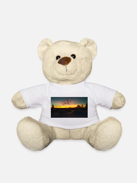 Sunset in a snowy landscape - Teddy Bear - white