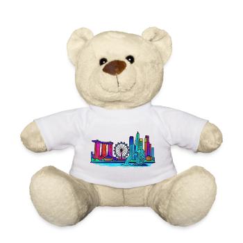 Skyline de Singapour - Nounours - blanc - Devant