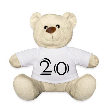 20. 20 ANS. 20e ANNIVERSAIRE. ANNIVERSAIRE 20 ANS. - Nounours - blanc - Devant