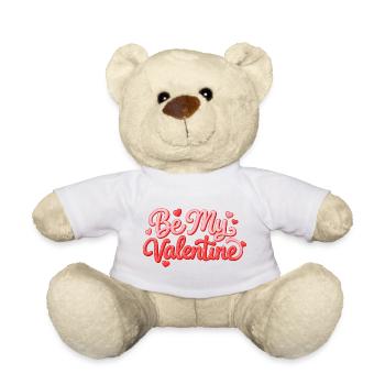 Be my Valentine Lettering Heart Motif - Teddy Bear - white - Front