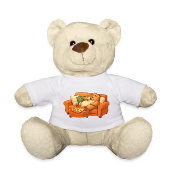Capybara Sofa Pizza Relaxed Relax Motif - Teddy Bear - white - Front