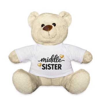 Middle Sister Shirt Mittlere Geschwisteroutfit - Teddy - Weiß - Vorne